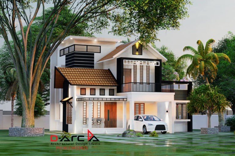 1400 Sq Ft 3BHK Contemporary Style Two-Storey Home and Free Plan