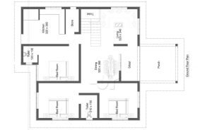 1150 Sq Ft 3BHK Modern Single Storey Home and Free Plan, 17 Lacks