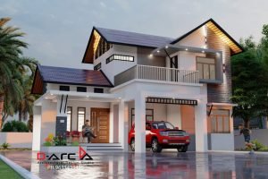 1500 Sq Ft 3BHK Contemporary Style Two Storey Home and Free Plan