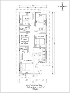 790 Sq Ft 3BHK Contemporary Style Single Storey Home and Free Plan