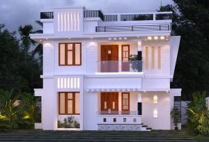1355 Sq Ft 4BHK Contemporary Style Two Storey Home and Free Plan.