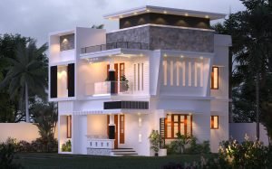 1355 Sq Ft 4BHK Contemporary Style Two Storey Home and Free Plan.