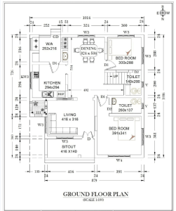 1325 Sq Ft 2BHK Single Floor at 3 Cent Plot, Free Plan, 17.5 Lacks