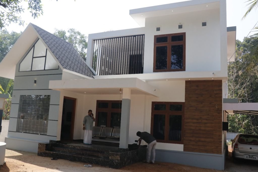 1438 Sq Ft 3BHK Contemporary Two-Storey Home at 6 Cent Plot, Free Plan, 26.75 Lacks