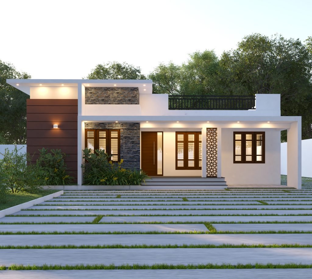 1364 Sq Ft 3BHK Box Type Single-Storey Home and Free Plan