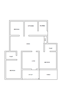 1364 Sq Ft 3BHK Box Type Single-Storey Home and Free Plan