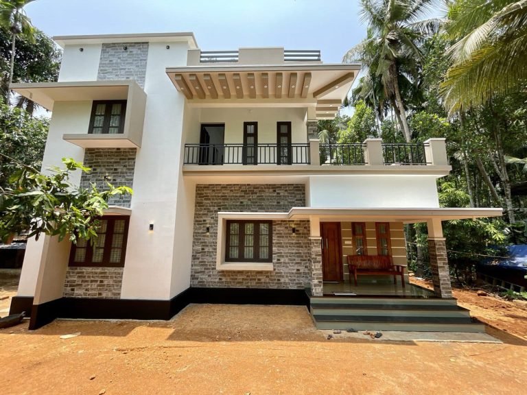 1895 Sq Ft 3BHK Modern Two Storey Home at 10 Cent Plot, Free Plan, 41 Lacks with Interior