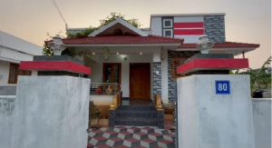 990 Sq Ft 2BHK Traditional style Home at 5 Cent Plot, Free Plan, 18 Lacks