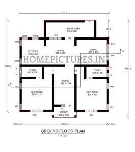 1150 Sq Ft 2 BHK Home at 10 Cent Plot, Free Plan, 18 Lacks