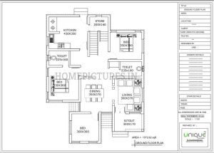 1372 Sq Ft 3 BHK Home at 10 Cent Plan, Free Plan, 18 Lacks