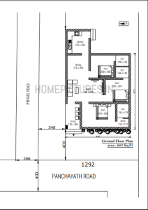 987 Sq Ft 3 BHK Home at 15 Cent Plot, Free Plan, 20 Lacks