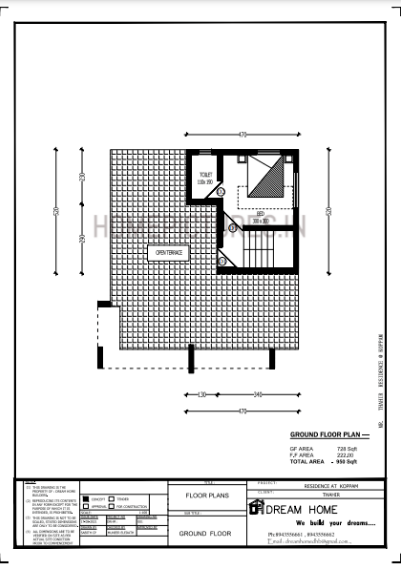 950 Sq Ft 3 Bedroom House in 4 Cent Plot, 13.5 Lacks, Free Plan