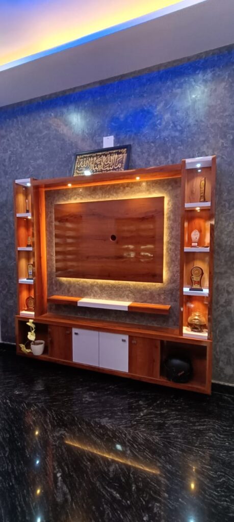 Tv wall unit , multiwood with mica lamination