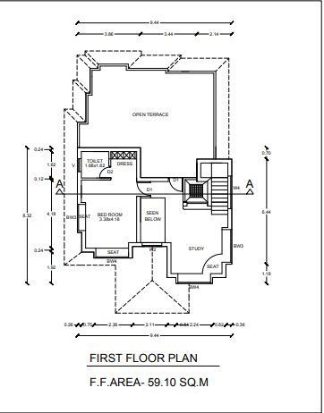 59.10 Sq . M. first floor plan