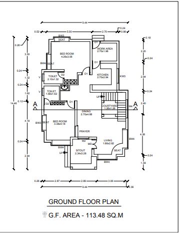 113.48 Sq .M ground floor plan