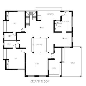 Kerala house ground floor plan